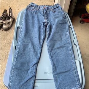 Fleece lined high waisted jeans
